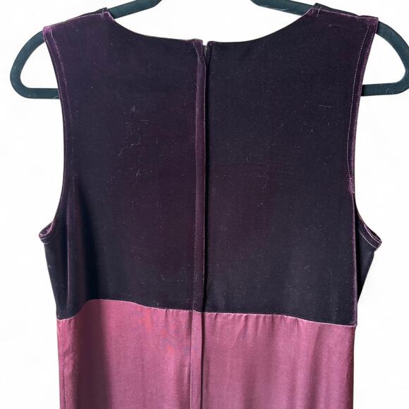 Vintage Byer Too! California Burgundy Velvet & Satin Maxi Dress Size 13 - Picture 4 of 8